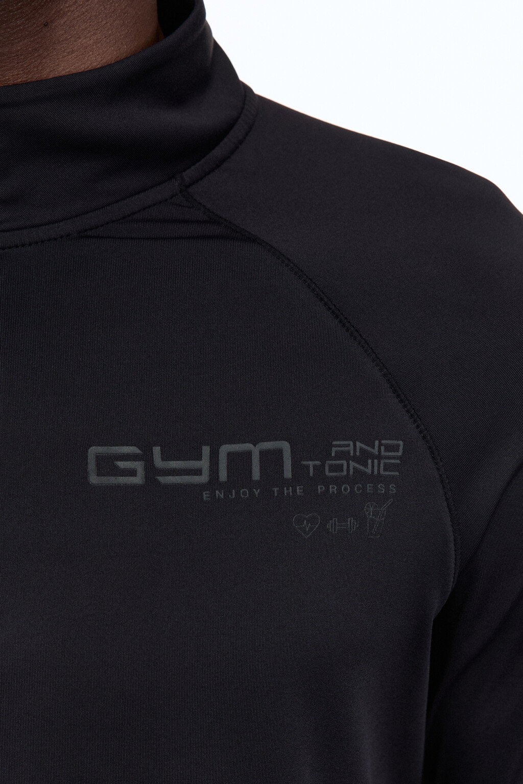 Лонгслив спортивный с воротником-стойкой на молнии - цвет черный - 8