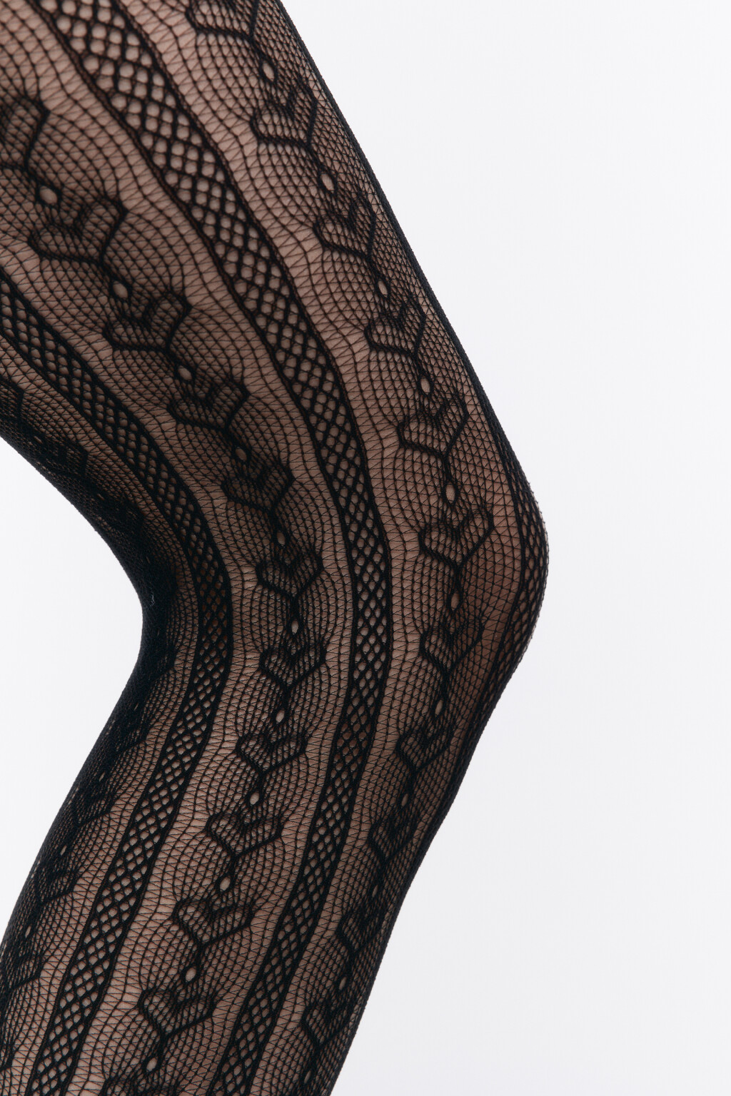Колготки сетчатые с узорами и сердечками - цвет черный - 4