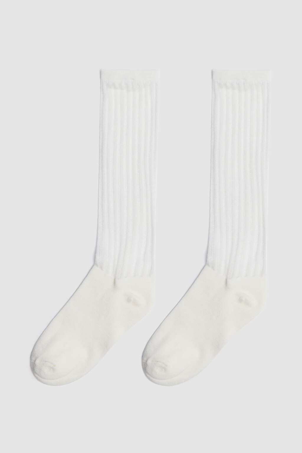 Носки высокие с полупрозрачной вставкой - цвет ванильный - 1