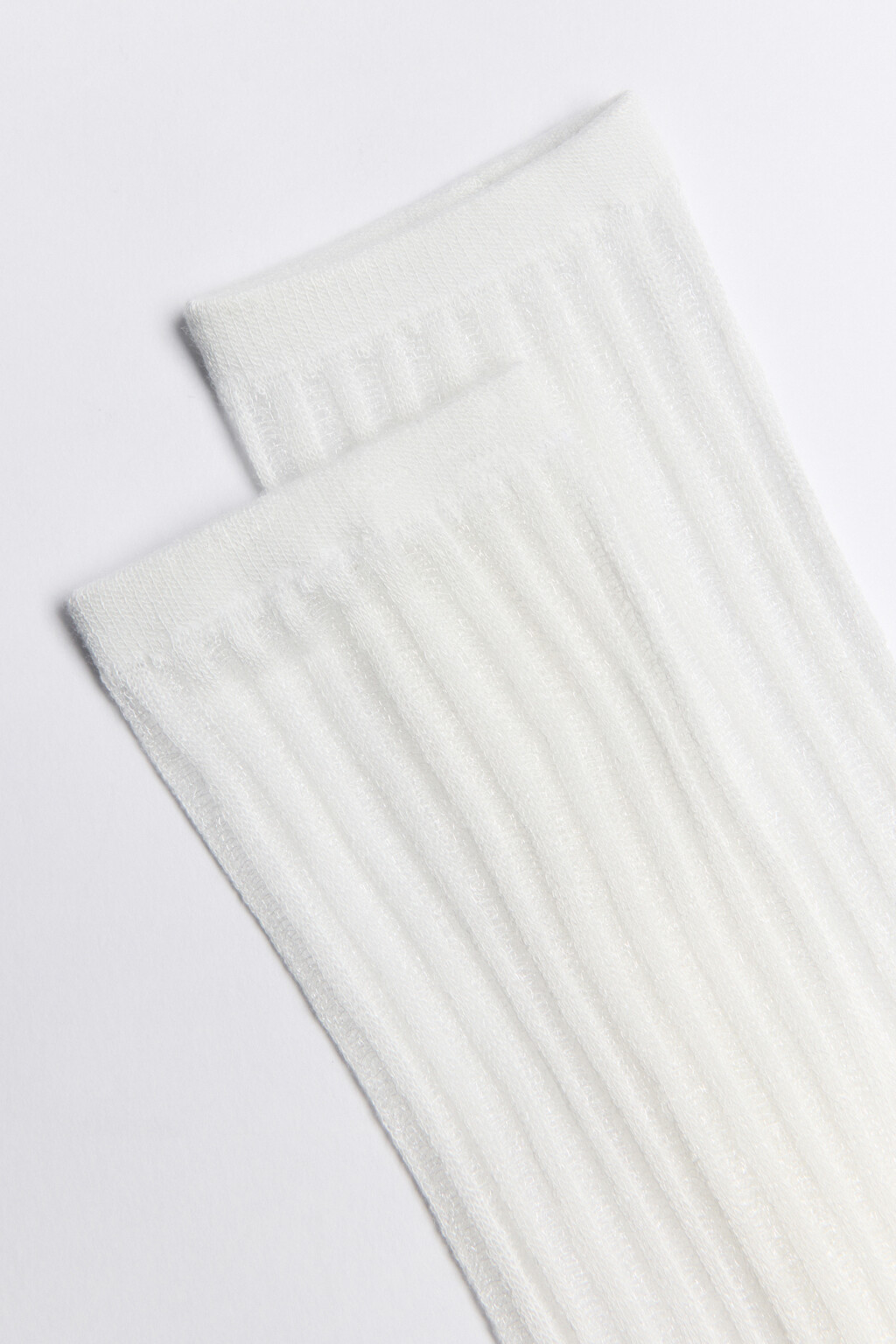 Носки высокие с полупрозрачной вставкой - цвет ванильный - 2