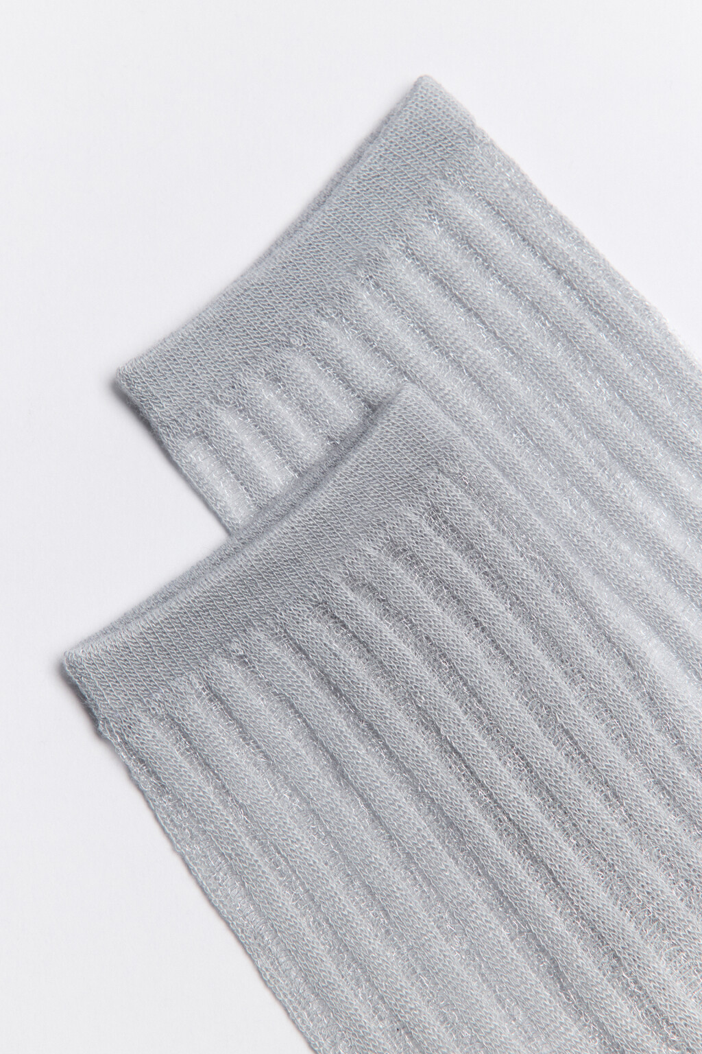 Носки высокие с полупрозрачной вставкой - цвет серый - 2