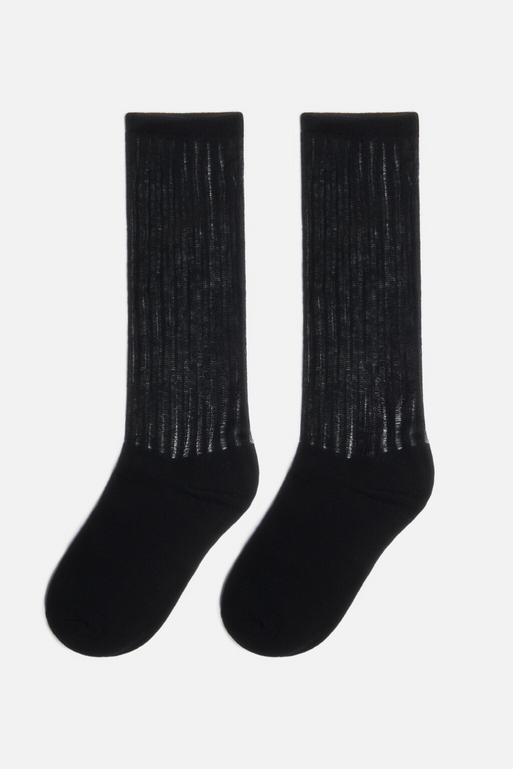 Носки высокие с полупрозрачной вставкой - цвет черный - 1