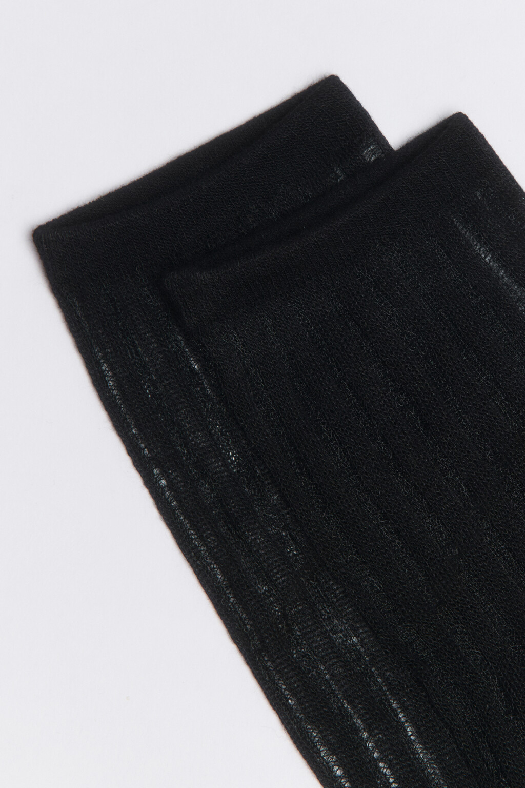 Носки высокие с полупрозрачной вставкой - цвет черный - 2