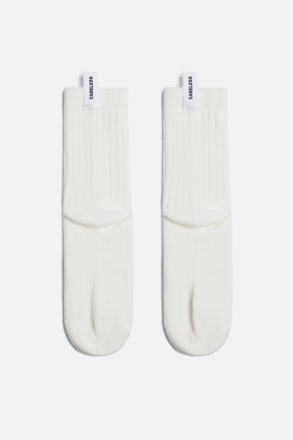 Носки в рубчик с ярлычком и надписью - цвет ванильный - 2