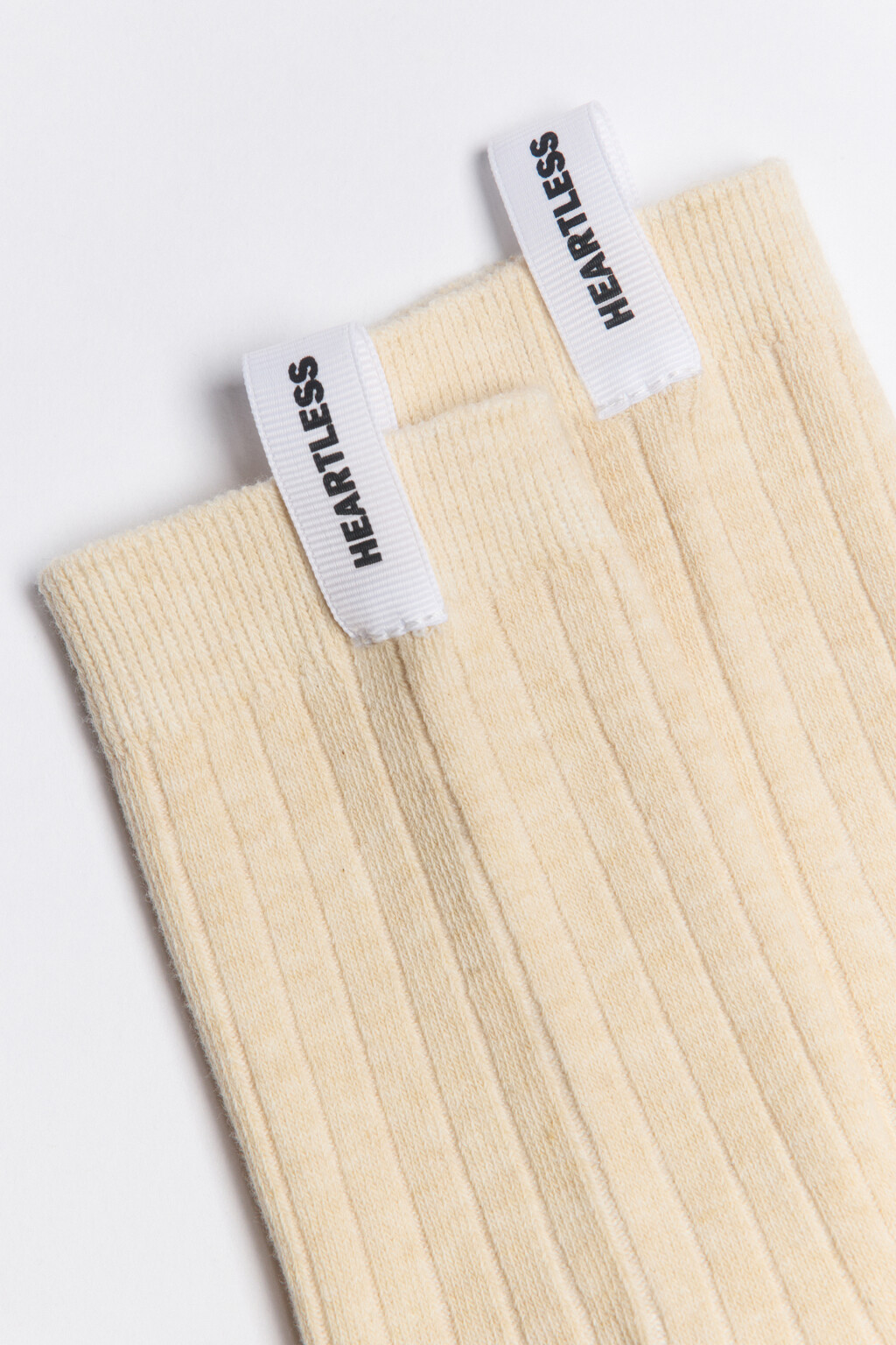 Носки в рубчик с ярлычком и надписью - цвет бежевый - 3