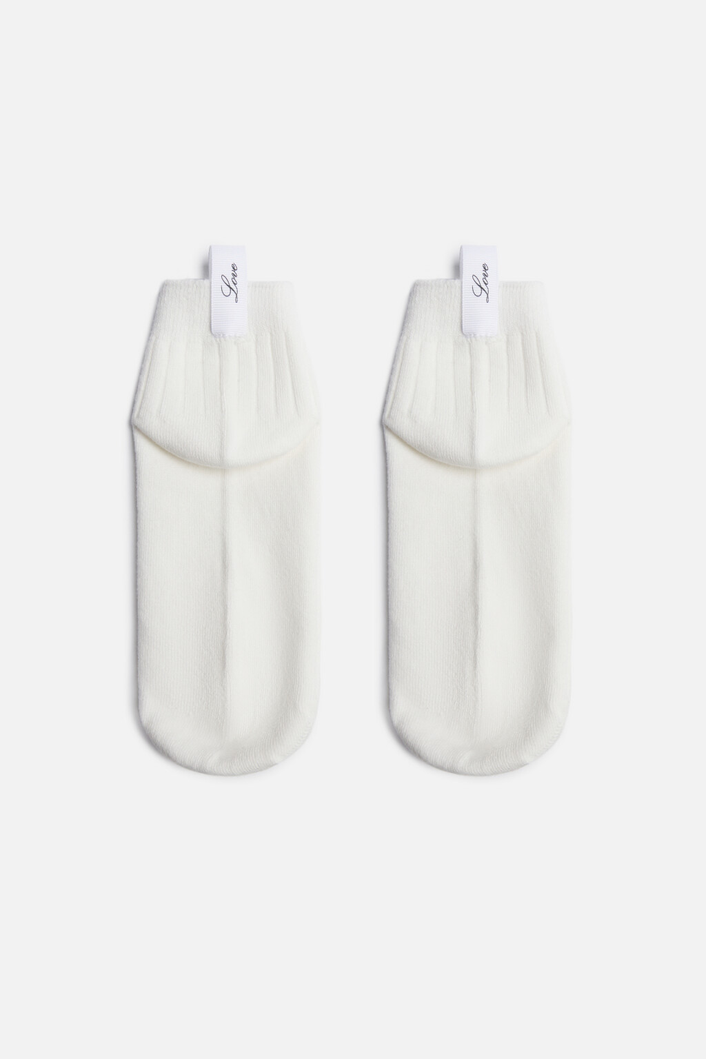 Носки короткие с ярлычком и надписью - цвет ванильный - 2