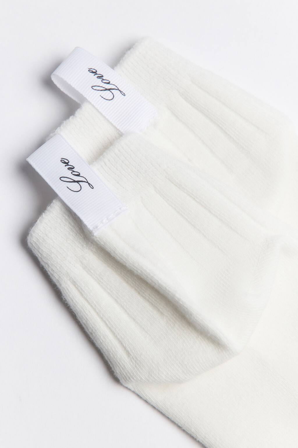 Носки короткие с ярлычком и надписью - цвет ванильный - 3