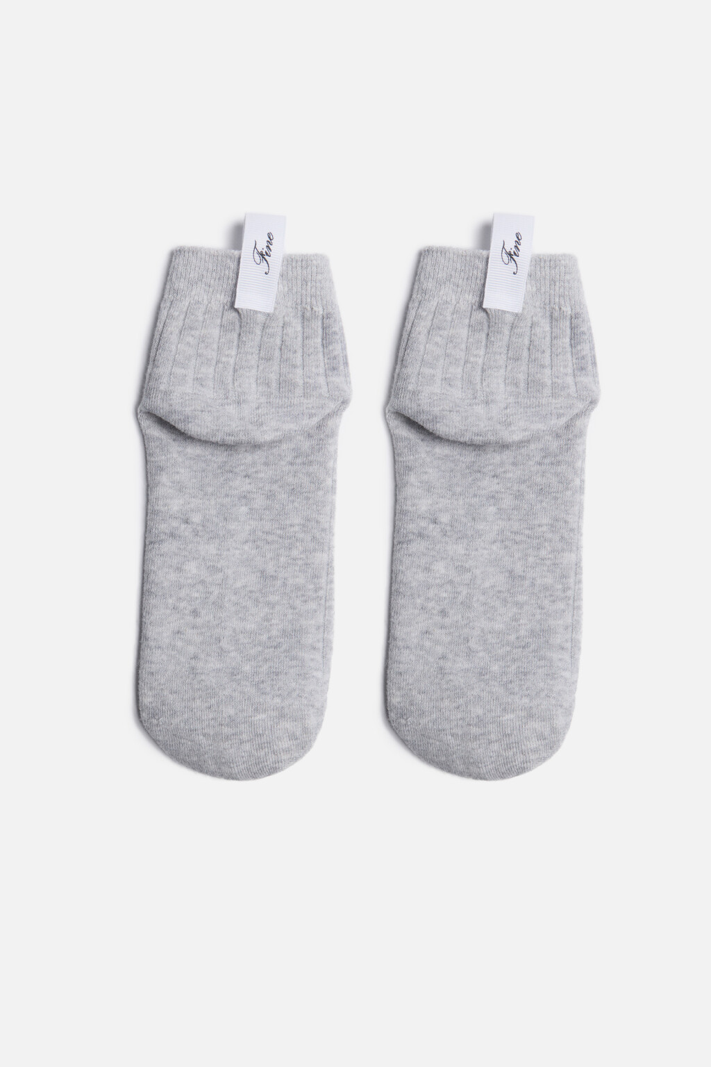 Носки короткие с ярлычком и надписью - цвет серый - 2
