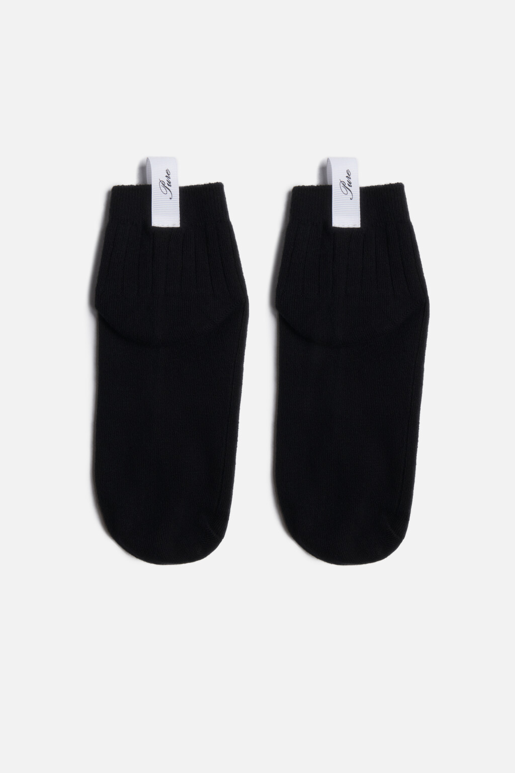 Носки короткие с ярлычком и надписью - цвет черный - 2