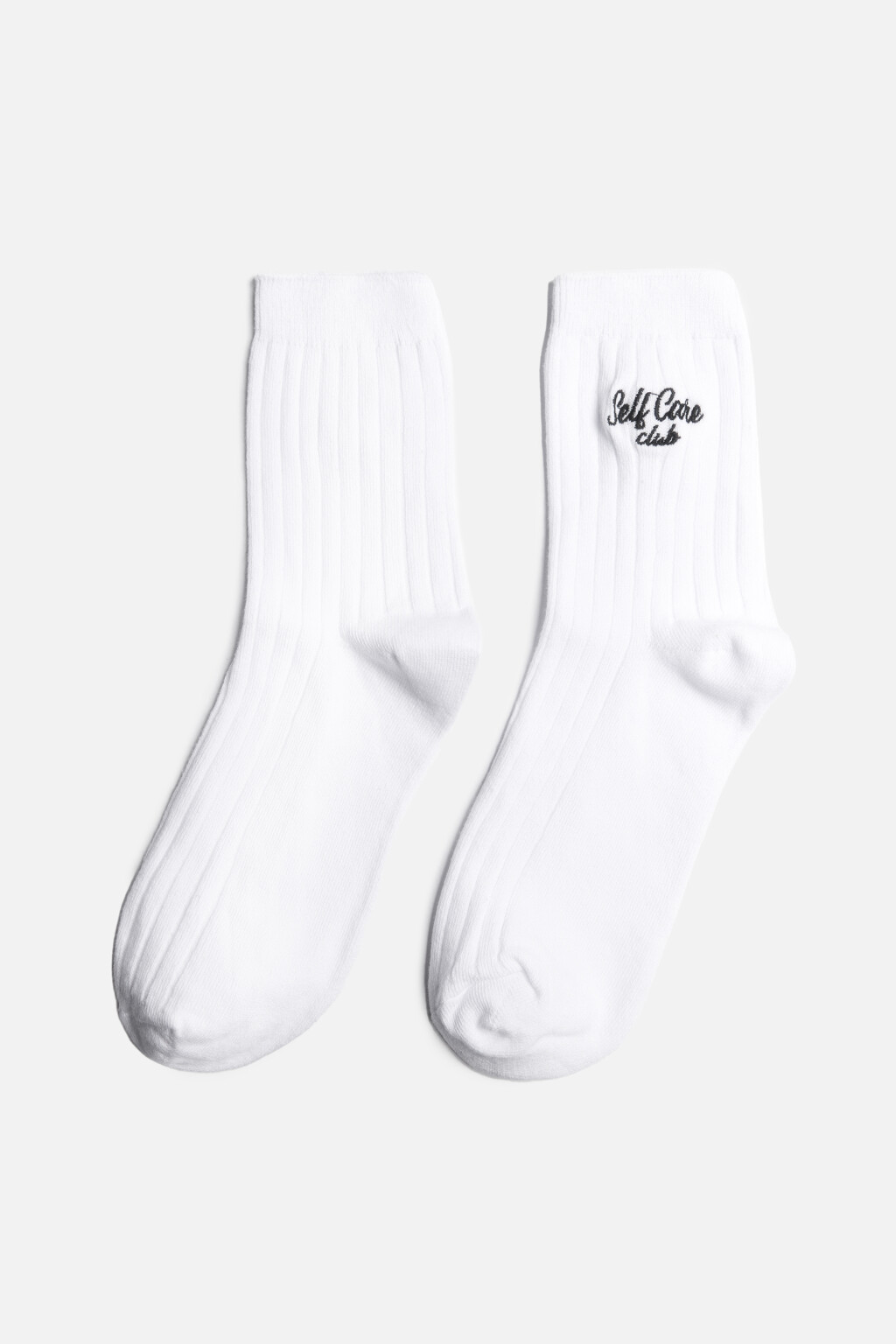 Носки высокие с вышитой надписью - цвет белый - 1