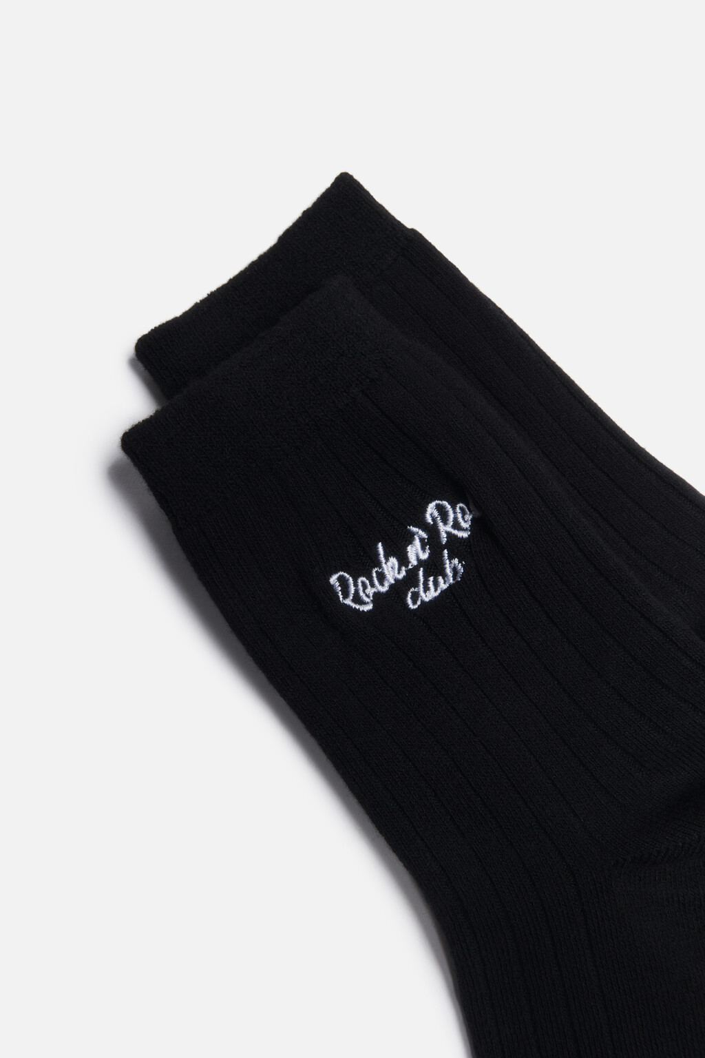 Носки высокие с вышитой надписью - цвет черный - 2