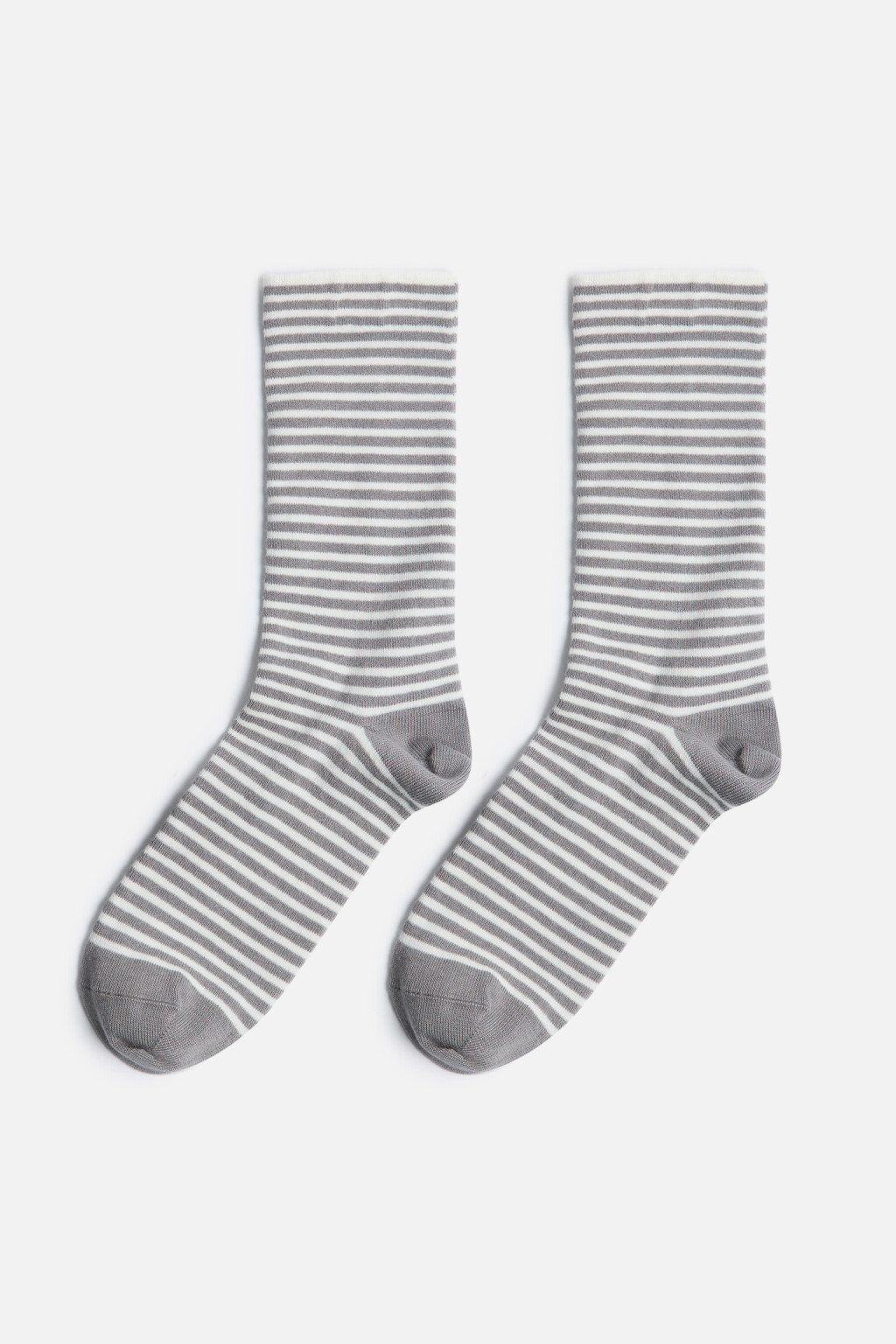 Носки высокие вискозные в полоску - цвет серый - 1