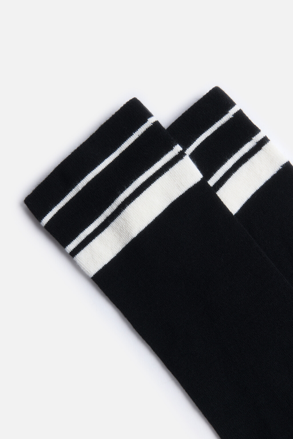 Носки высокие вискозные с полосками - цвет черный - 2