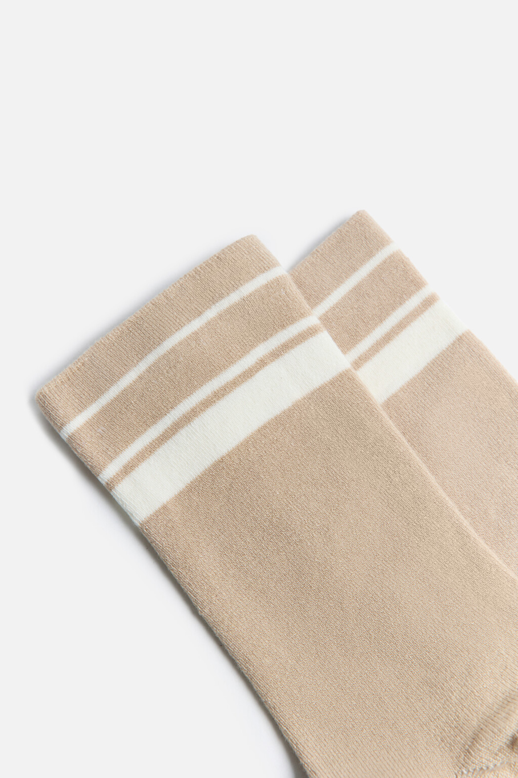 Носки высокие вискозные с полосками - цвет бежевый - 2