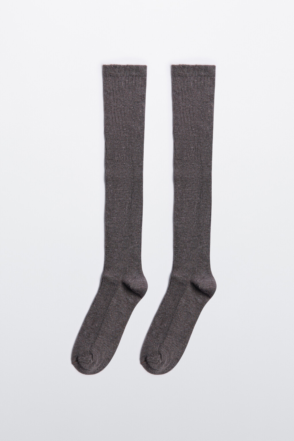 Гольфы до колена вискозные с люрексом - цвет серый - 1