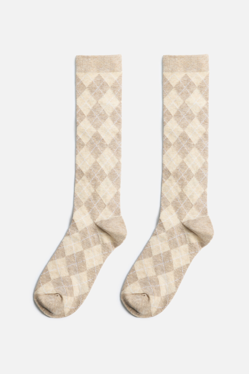 Гольфы хлопковые с принтом аргайл - цвет коричневый - 1