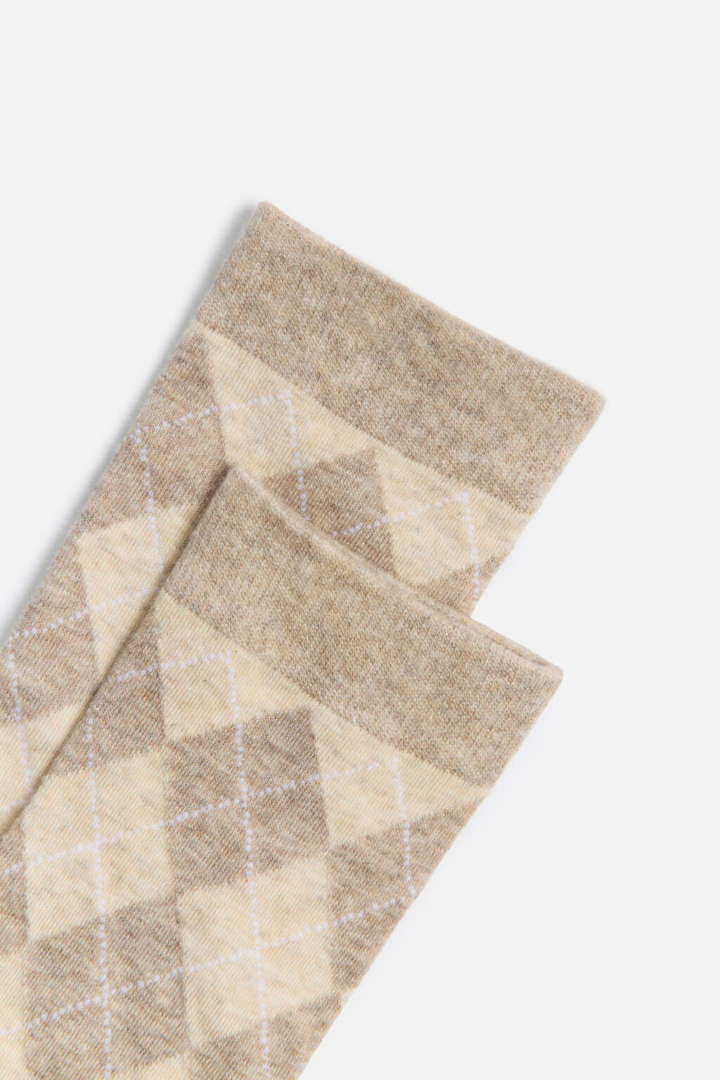 Гольфы хлопковые с принтом аргайл - цвет коричневый - 2