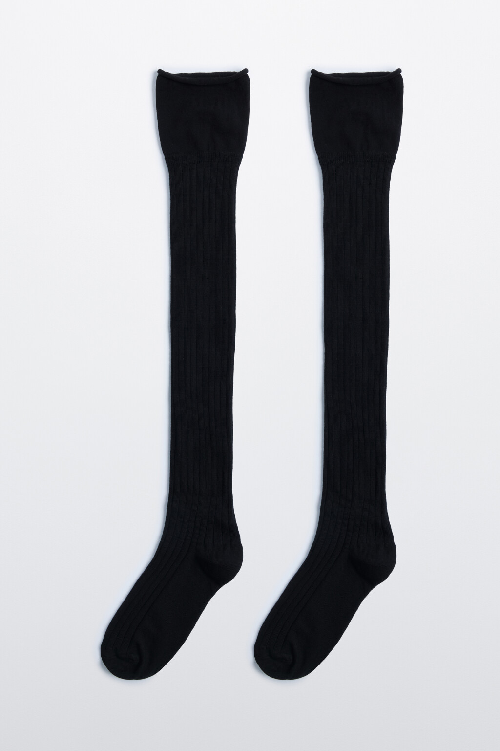 Гольфы в рубчик с имитацией второго слоя - цвет черный - 1