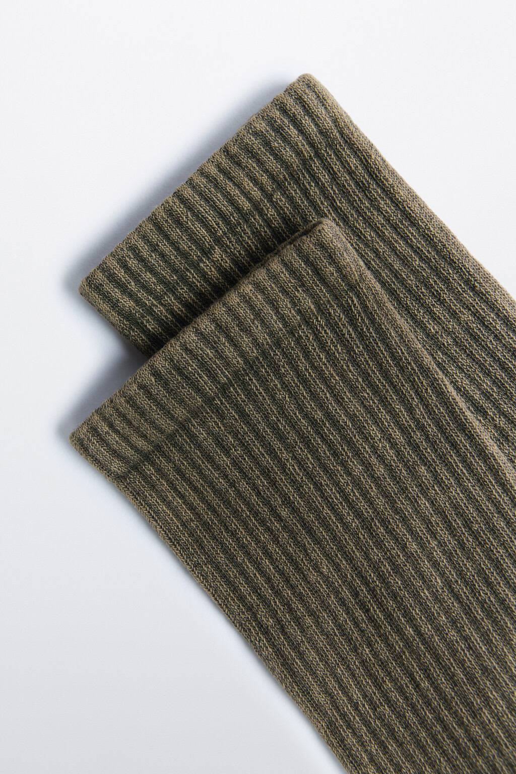 Носки высокие хлопковые в рубчик - цвет коричневый - 2