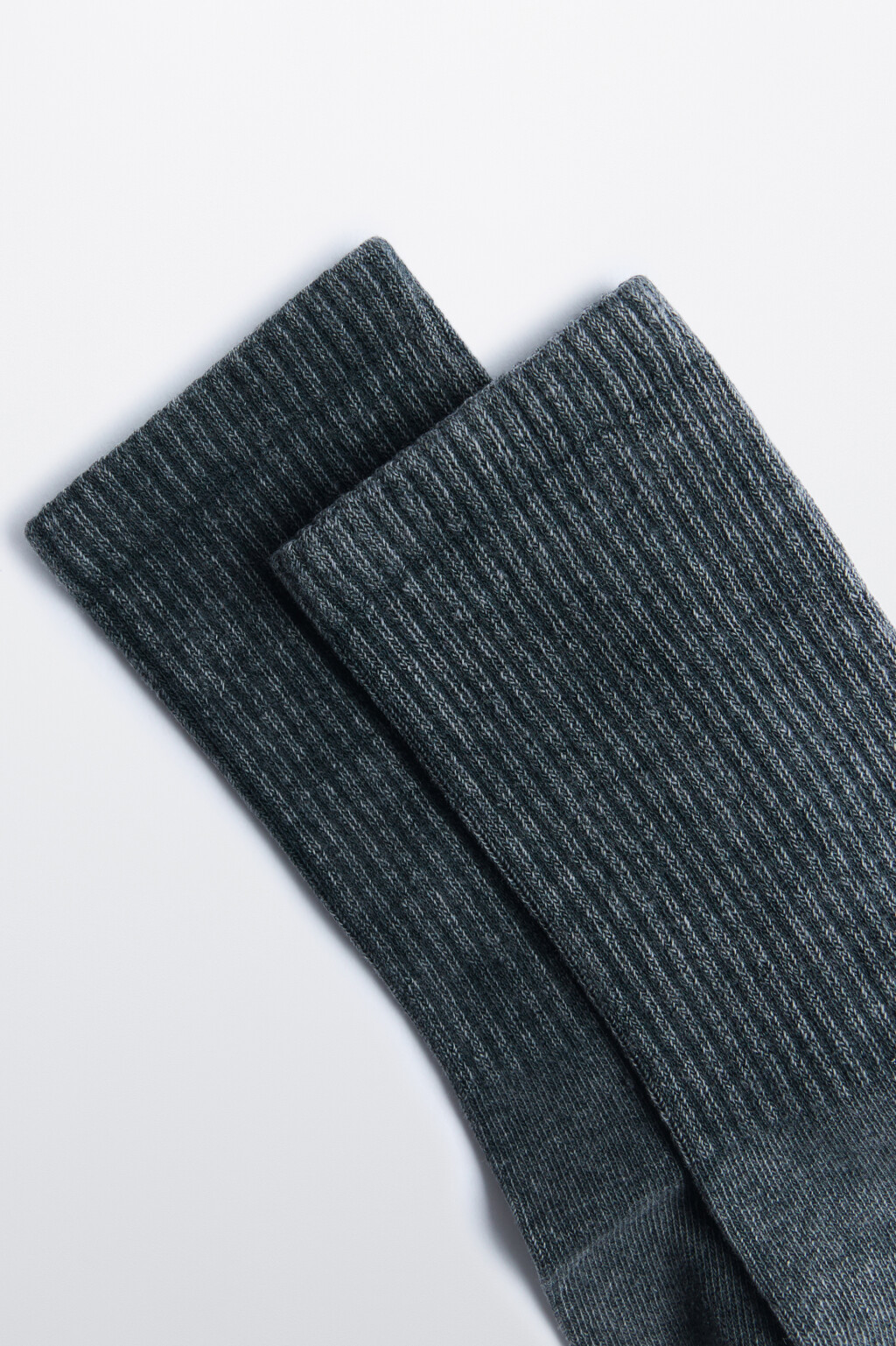 Носки высокие хлопковые в рубчик - цвет черный - 2