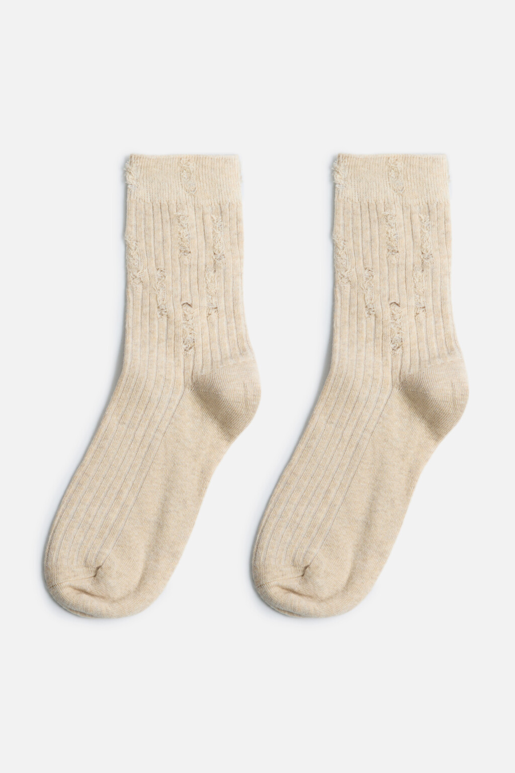 Носки высокие рваные в стиле гранж - цвет бежевый - 1