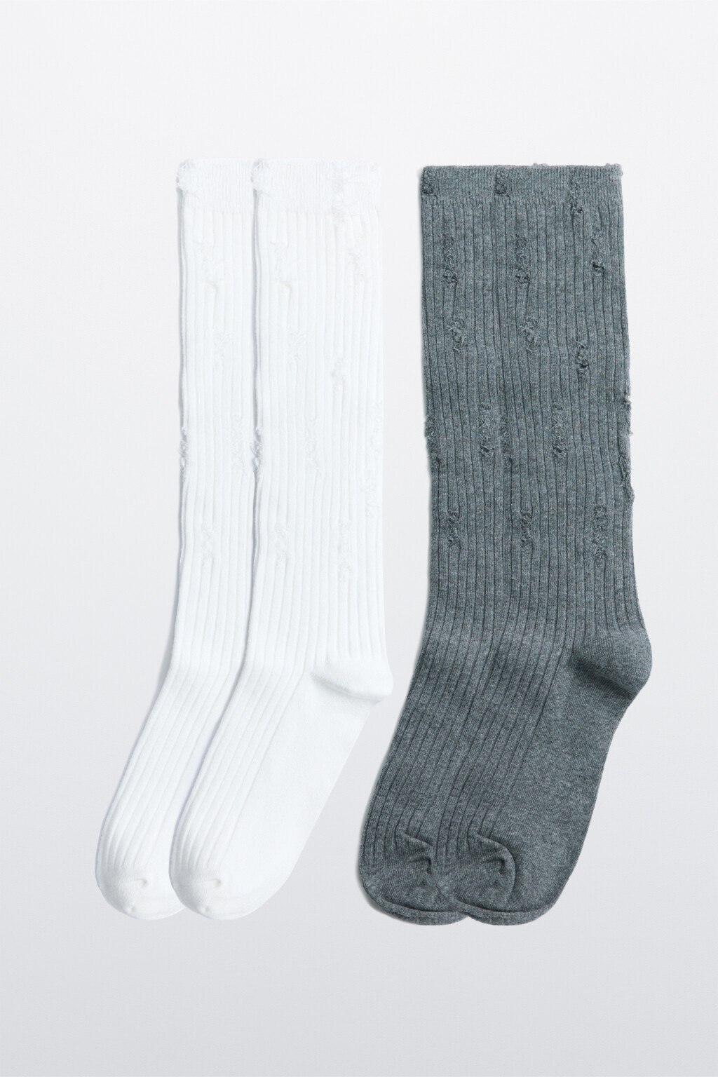 Набор носков-гольфов рваных в рубчик (2 пары) - цвет мультиколор - 1