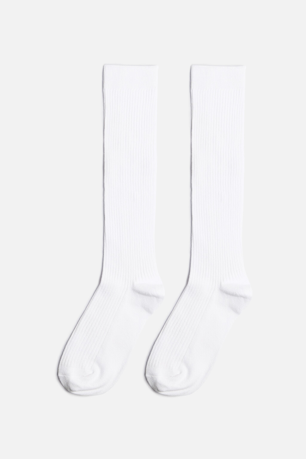 Гольфы плотные хлопковые в рубчик - цвет белый - 1