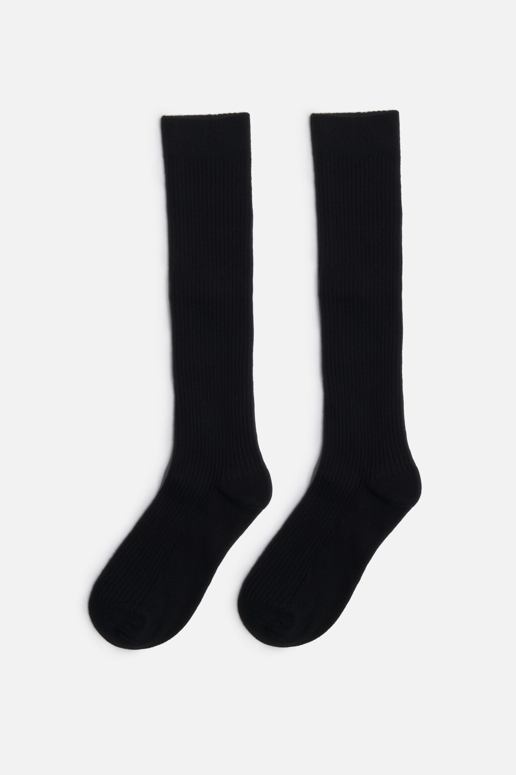 Гольфы плотные хлопковые в рубчик - цвет черный - 1