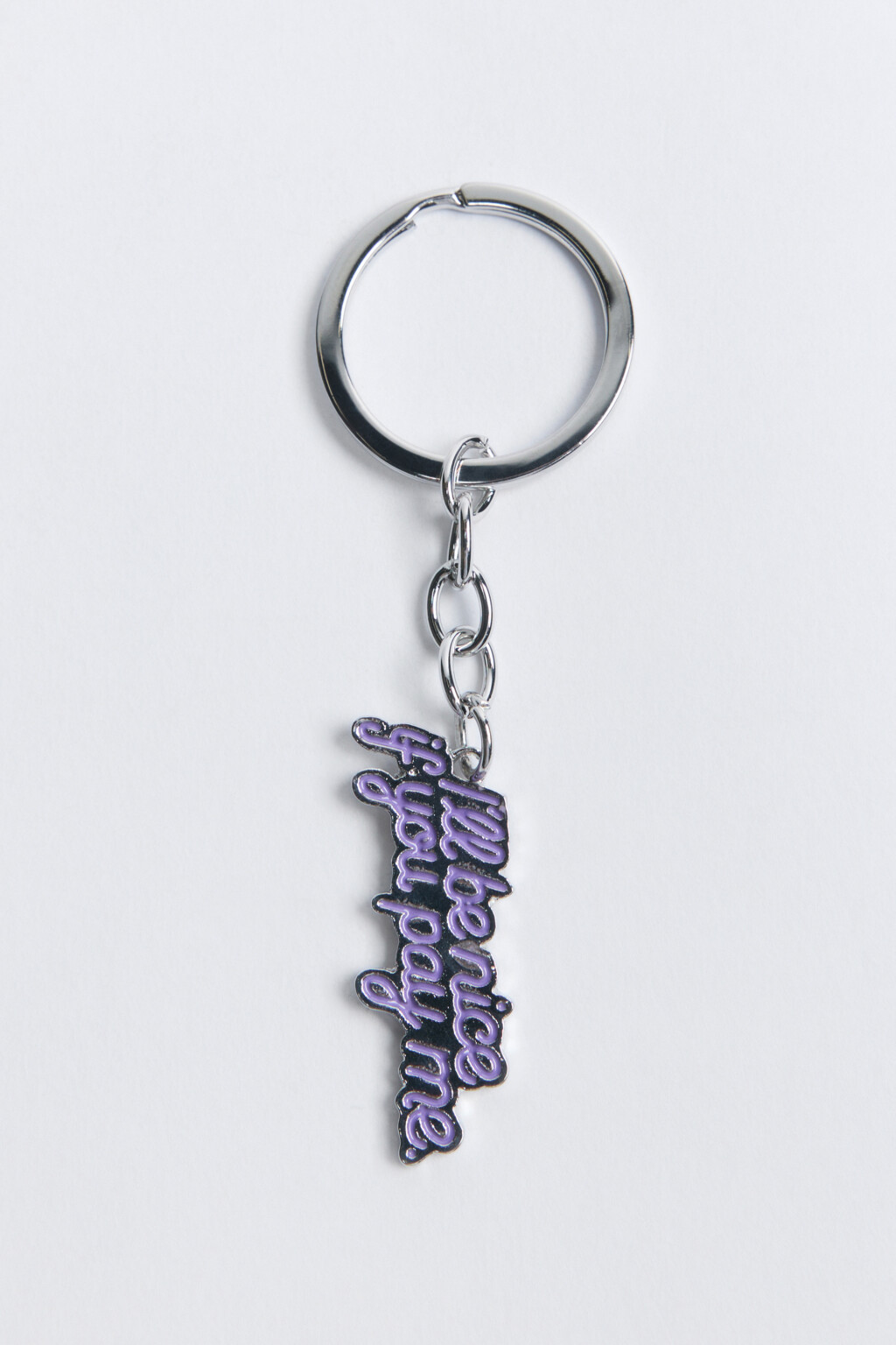 Брелок с подвеской-надписью - цвет серый - 1