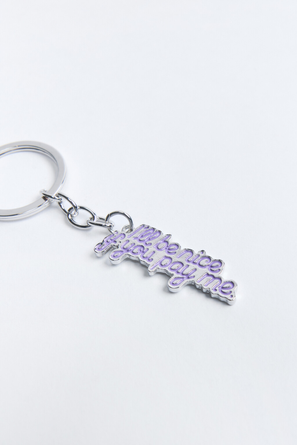 Брелок с подвеской-надписью - цвет серый - 2