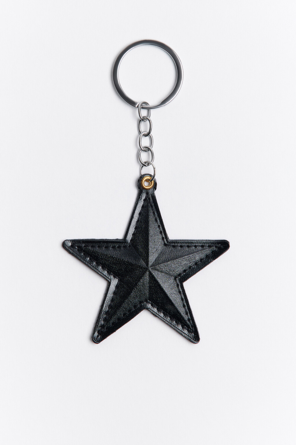 Брелок со звездой из искусственной кожи - цвет черный - 1