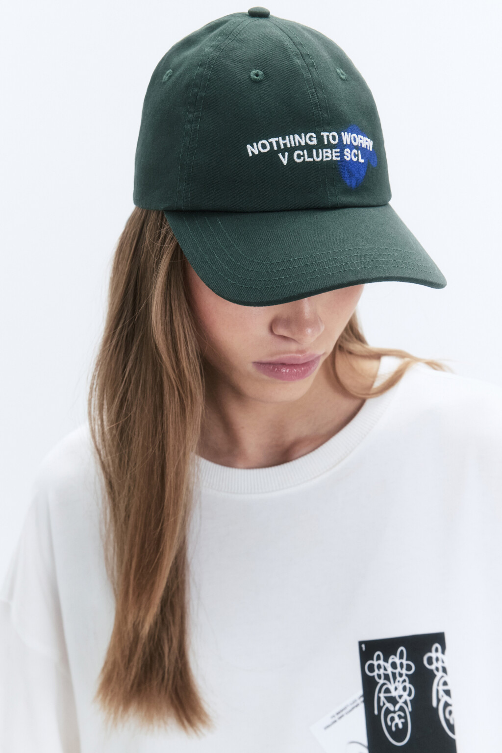 Бейсболка хлопковая с принтом-надписью - цвет зеленый - 6