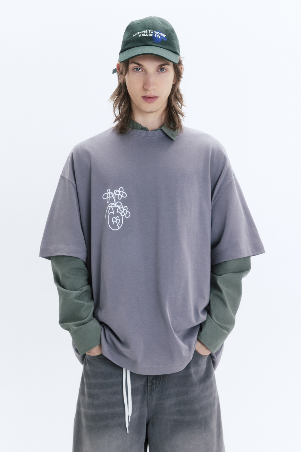 Бейсболка хлопковая с принтом-надписью - цвет зеленый - 7