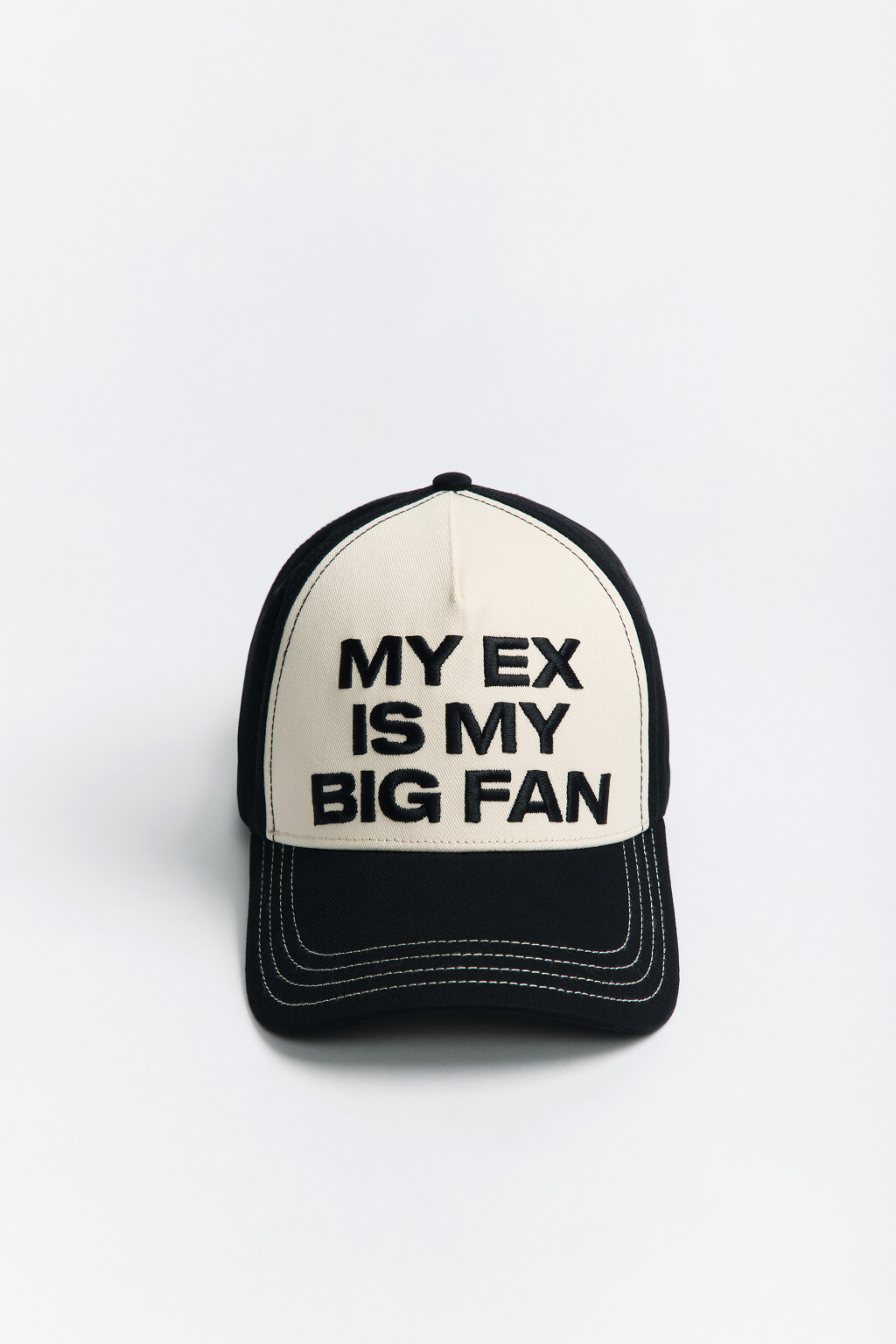 Бейсболка хлопковая с вышитой надписью - цвет черный - 1