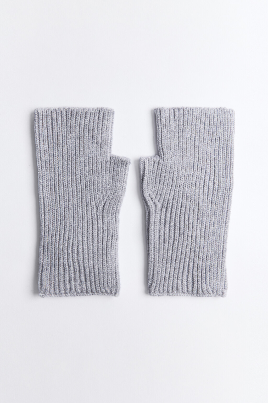 Митенки вязаные вискозные в рубчик - цвет серый - 1