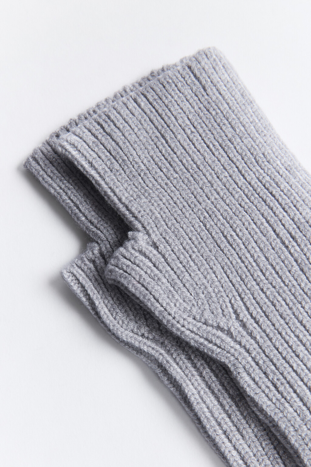 Митенки вязаные вискозные в рубчик - цвет серый - 2