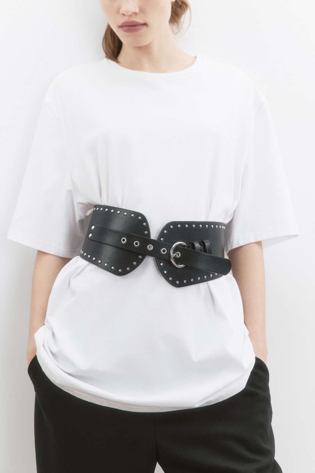 Ремень-корсет с металлическим декором - цвет черный - 3