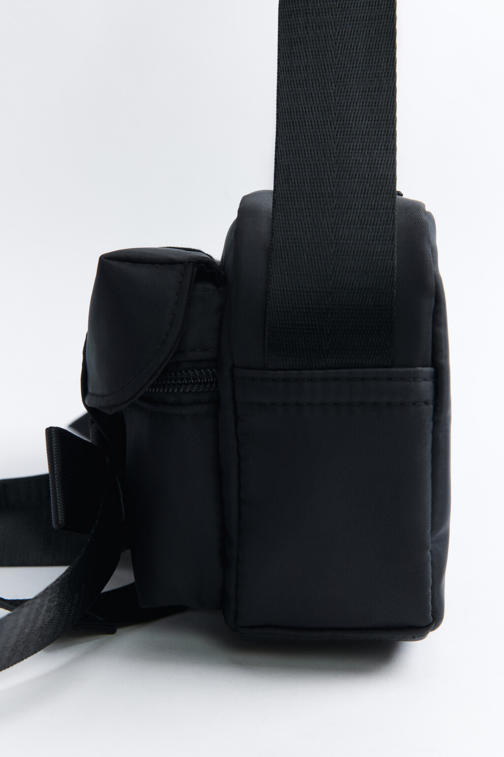 Сумка-кроссбоди текстильная с объемными бантами - цвет черный - 3