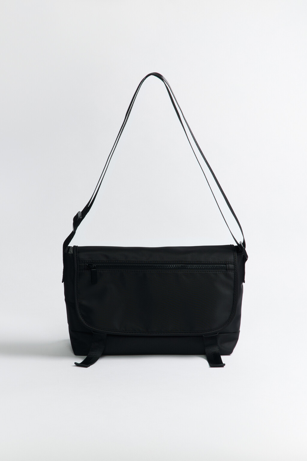 Сумка-планшет текстильная с ремнем через плечо - цвет черный - 1