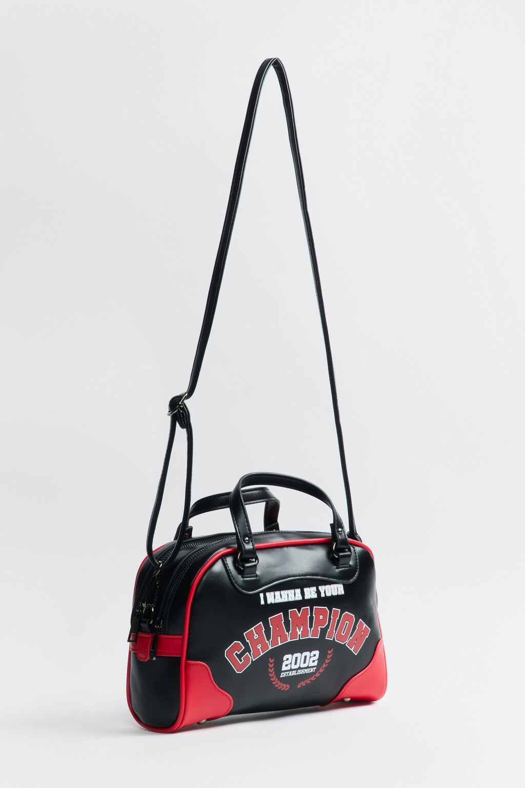 Сумка в стиле спорт-шик с надписью - цвет черный - 2