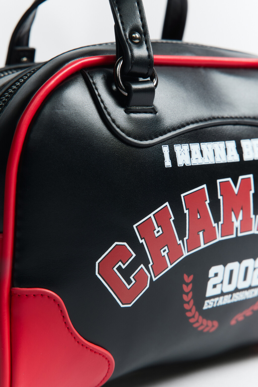 Сумка в стиле спорт-шик с надписью - цвет черный - 4