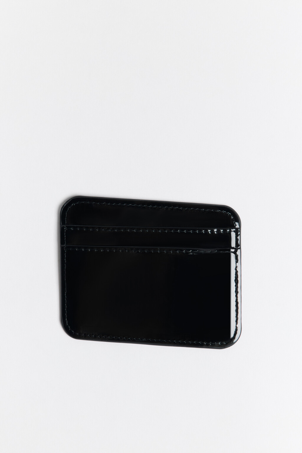 Картхолдер лакированный с двумя отделениями - цвет черный - 1