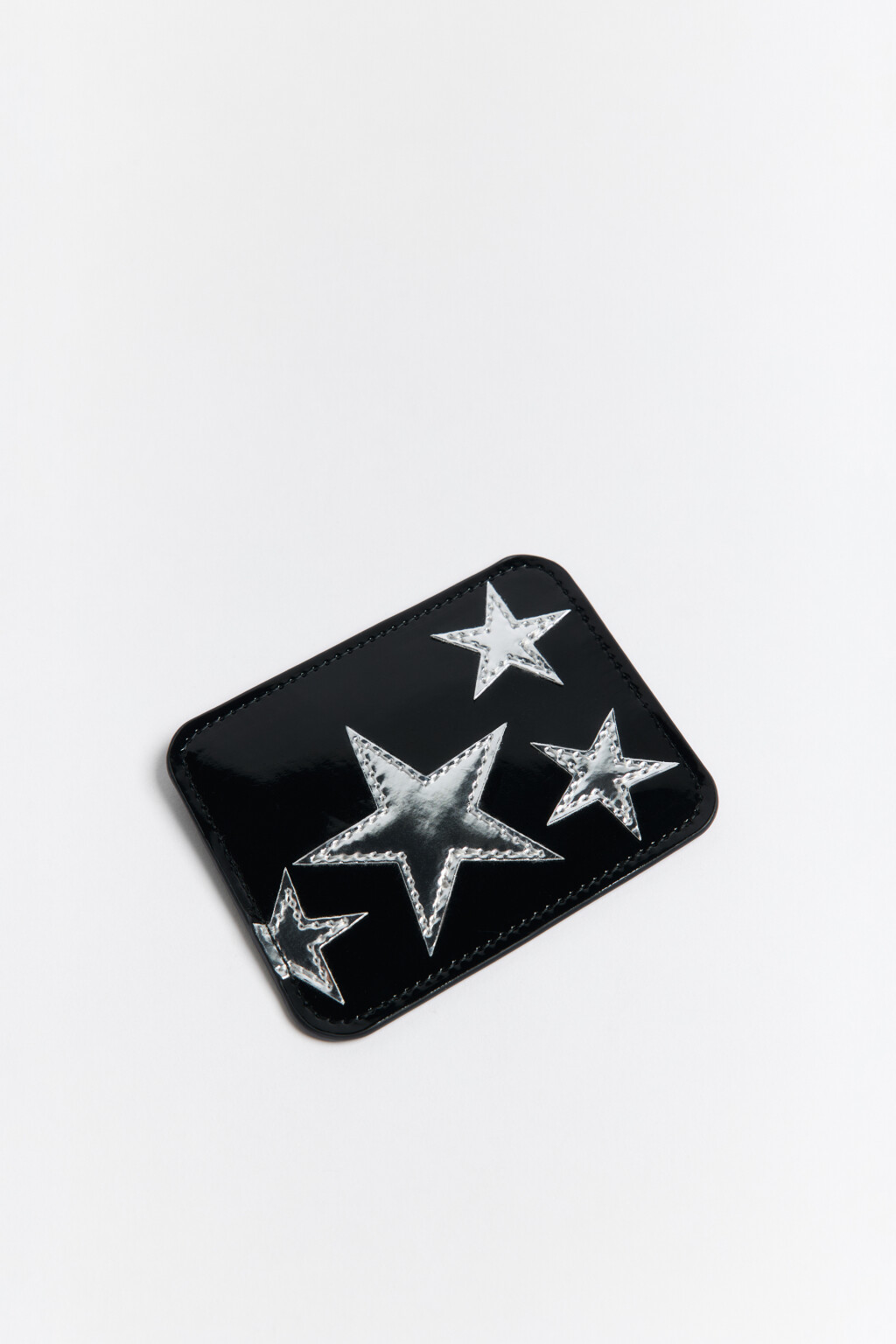 Картхолдер лакированный с двумя отделениями - цвет черный - 2