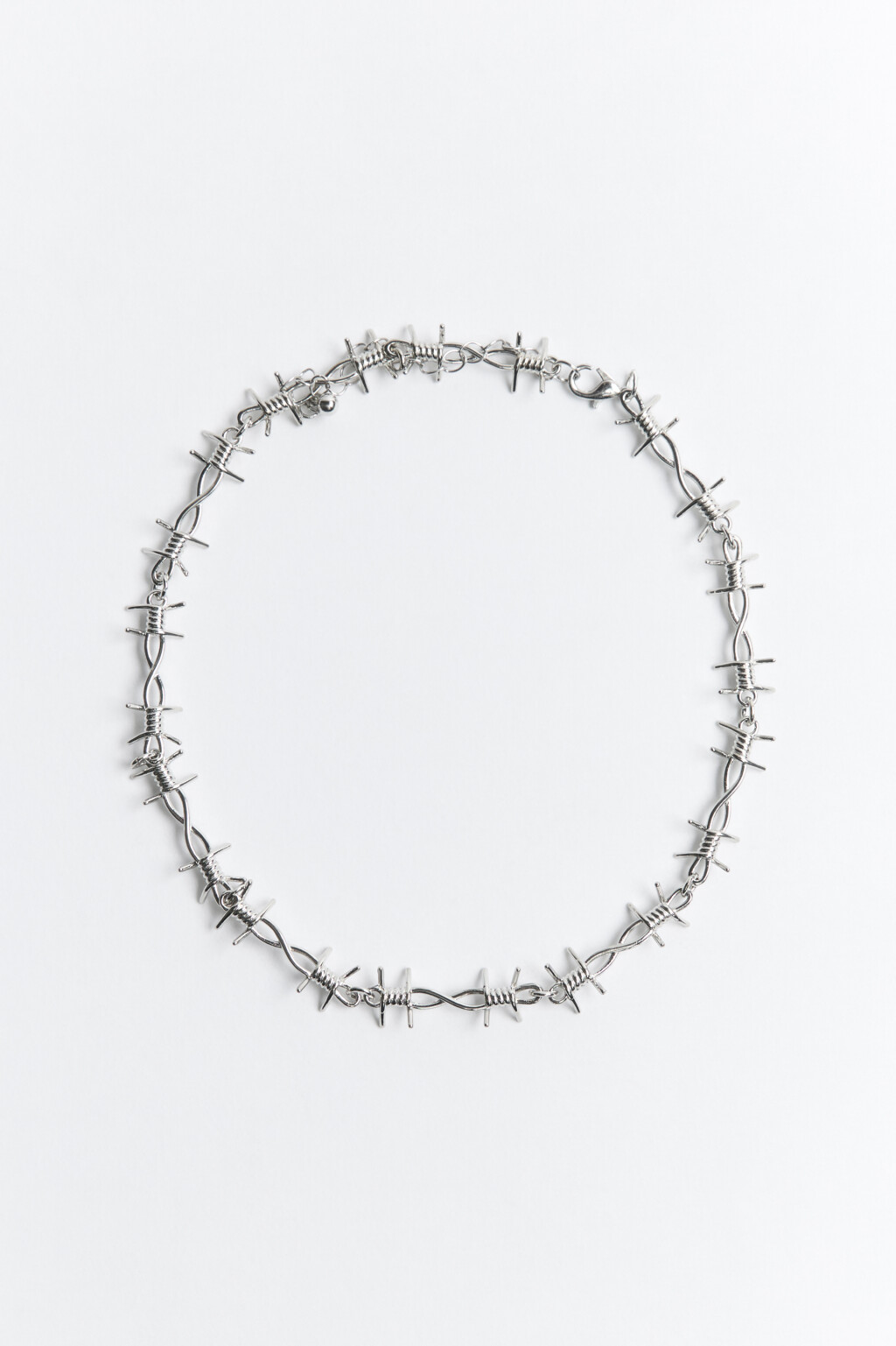Цепочка серебристая в виде колючей проволоки - цвет серый - 1