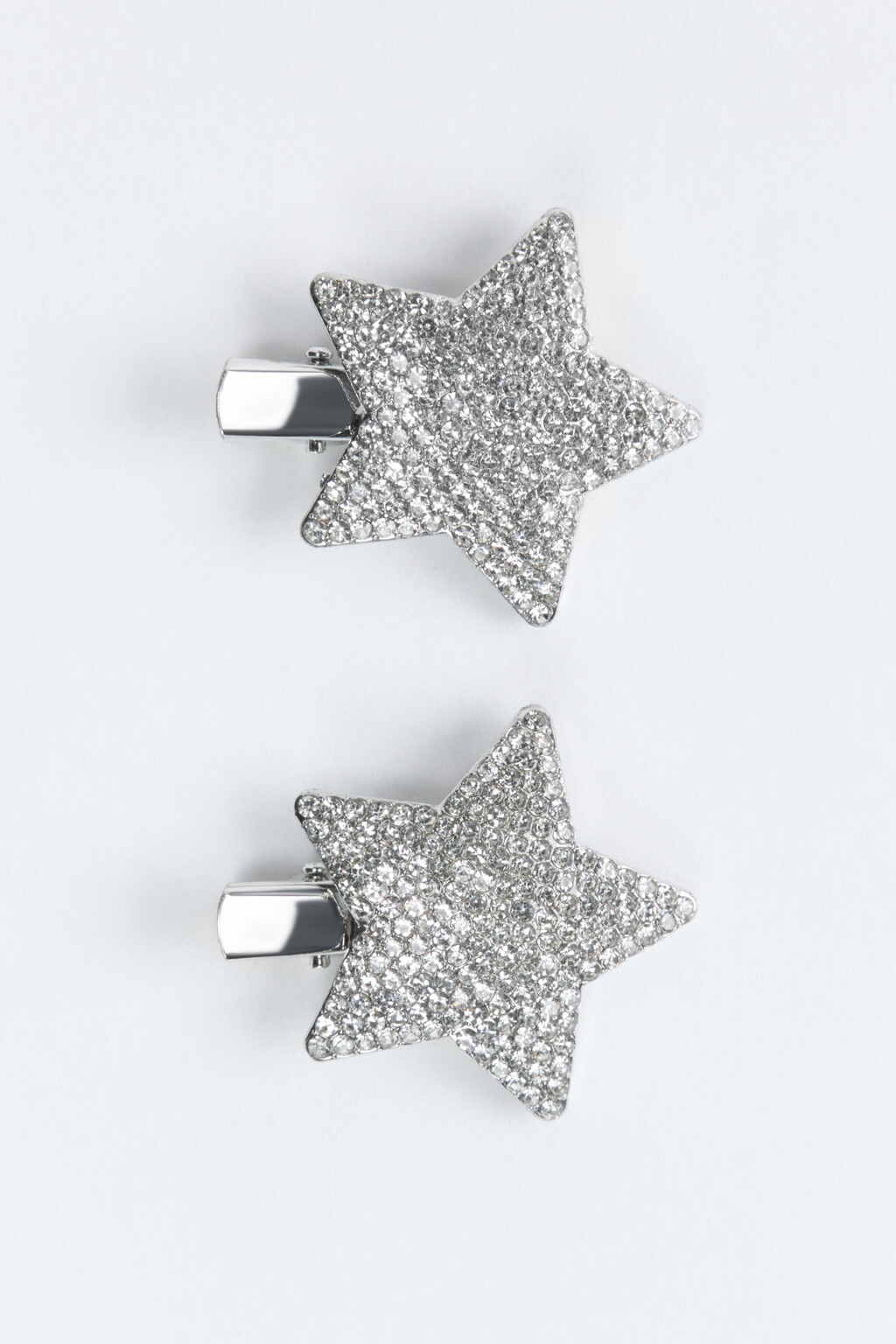 Набор заколок-зажимов со стразами (2 штуки) - цвет серый - 1