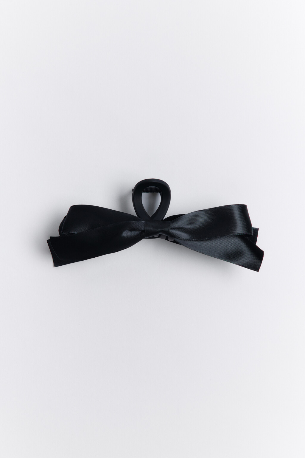 Заколка-зажим с атласным бантом - цвет черный - 1