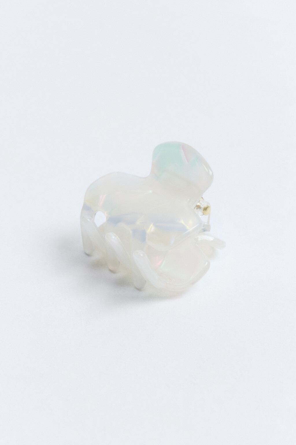 Заколка-краб для волос перламутровая - цвет белый - 2