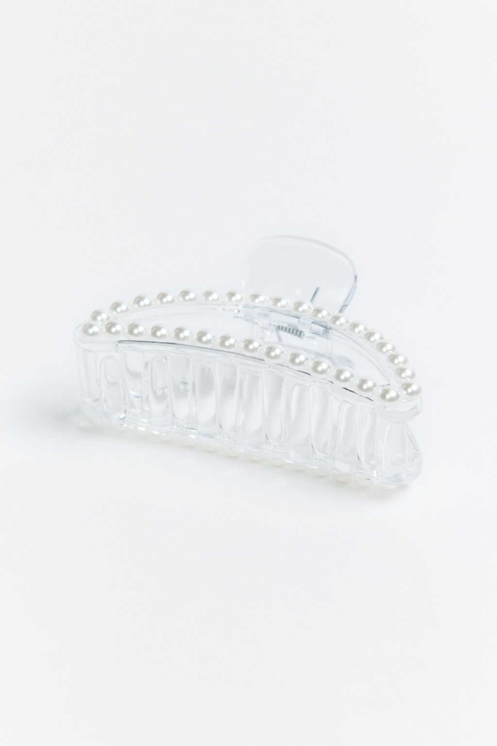 Заколка-краб с жемчужным бисером - цвет белый - 2