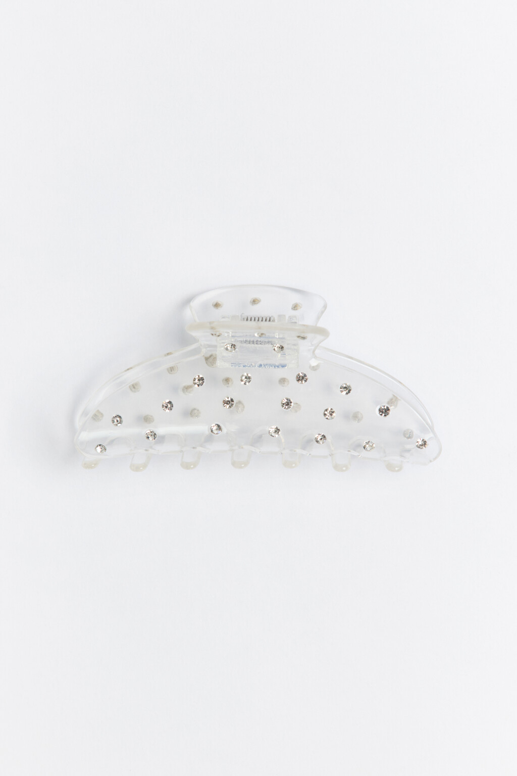 Заколка-краб прозрачная со стразами - цвет белый - 1