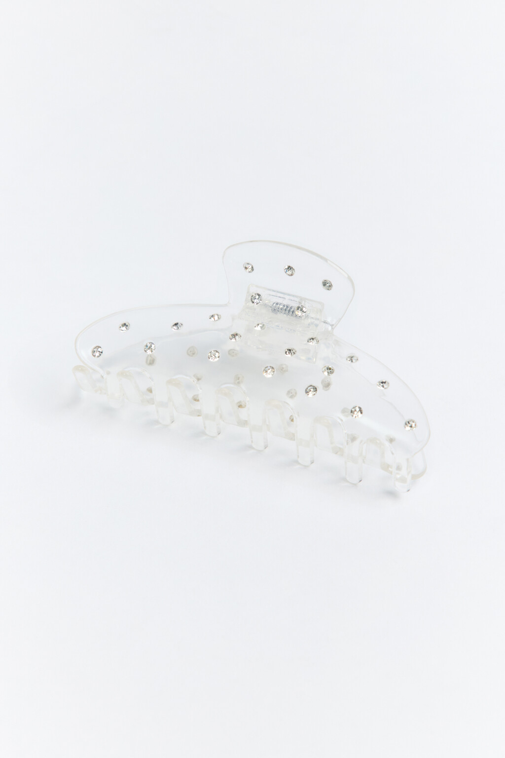 Заколка-краб прозрачная со стразами - цвет белый - 2